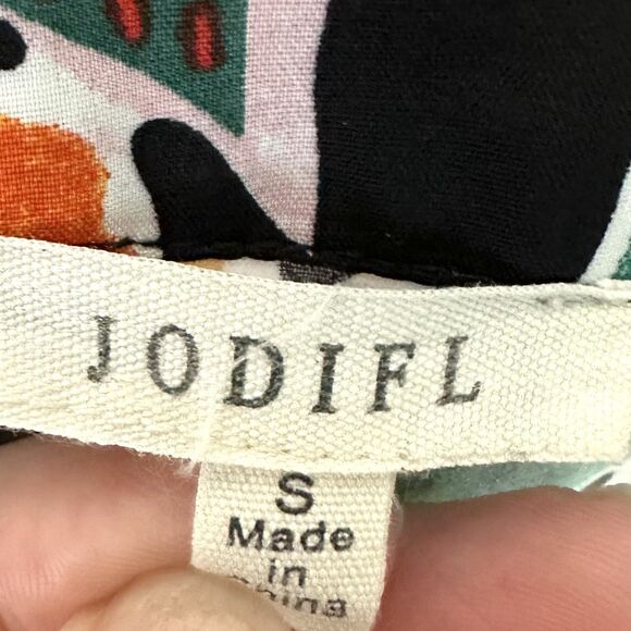 Jodifl Top Womens Small Bold Floral V-Neck Dolman Batwing Sleeve Oversized - Picture 2 of 6